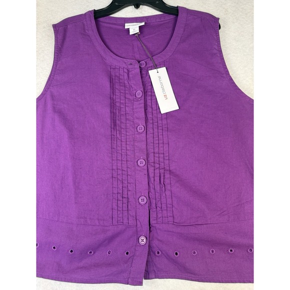 Liz Claiborne Tops - Liz Claiborne Womens Sleeveless Button Front Top‎ Purple Size XL NWT